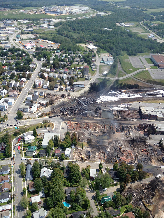 Aerial view of site after explosion