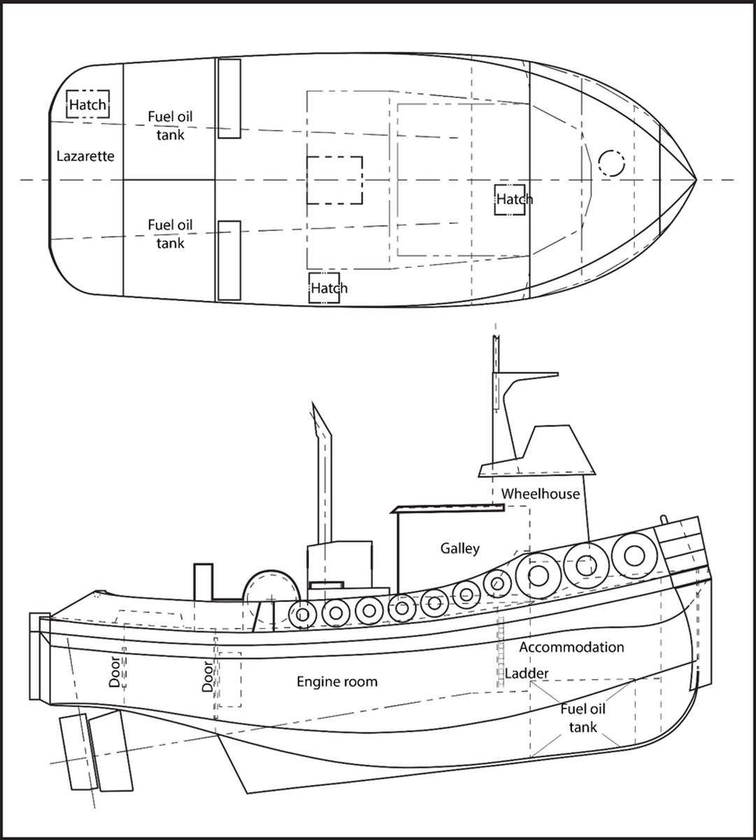 Appendix A – General arrangement of the Ocean Monarch (overhead and profile views)