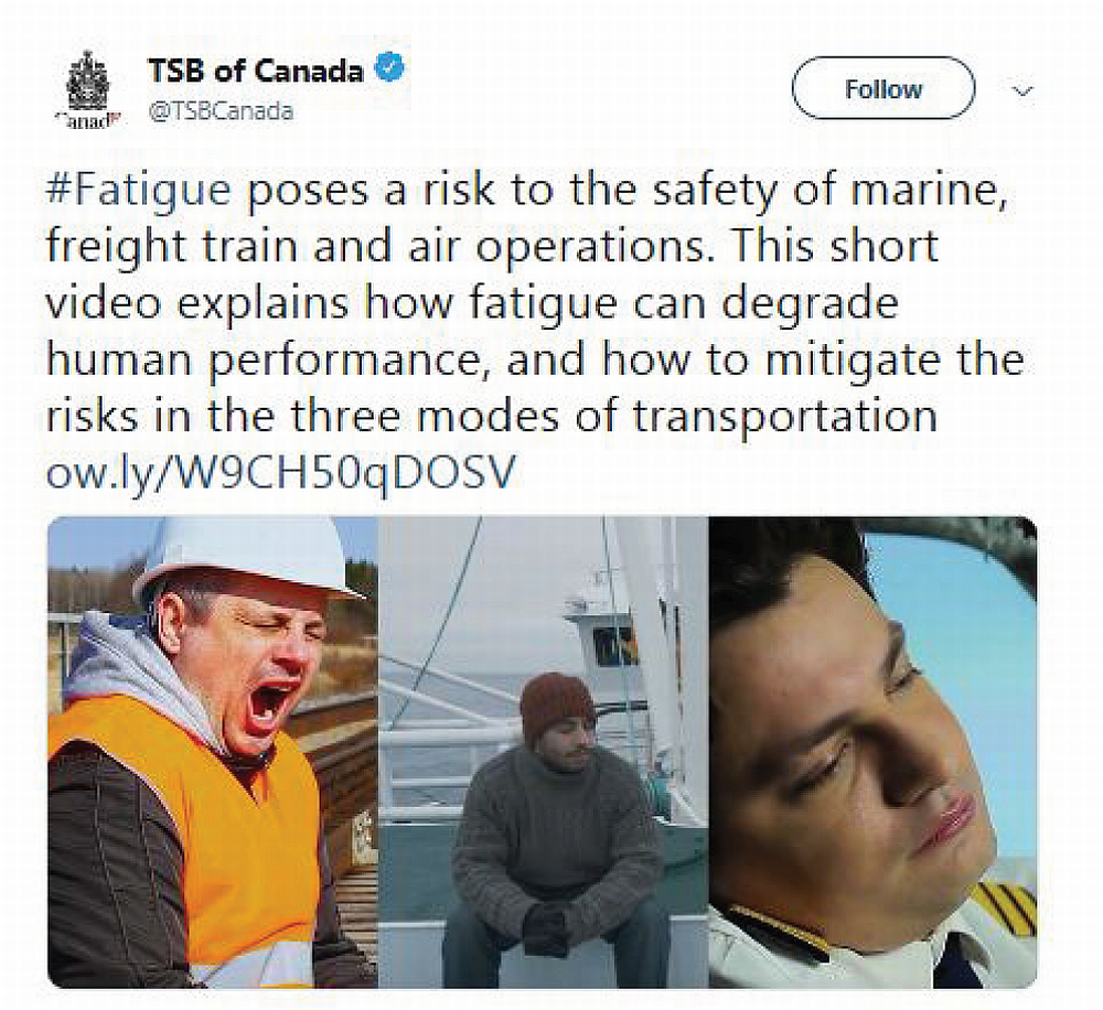  The TSB's video on fatigue management—and a response from Twitter