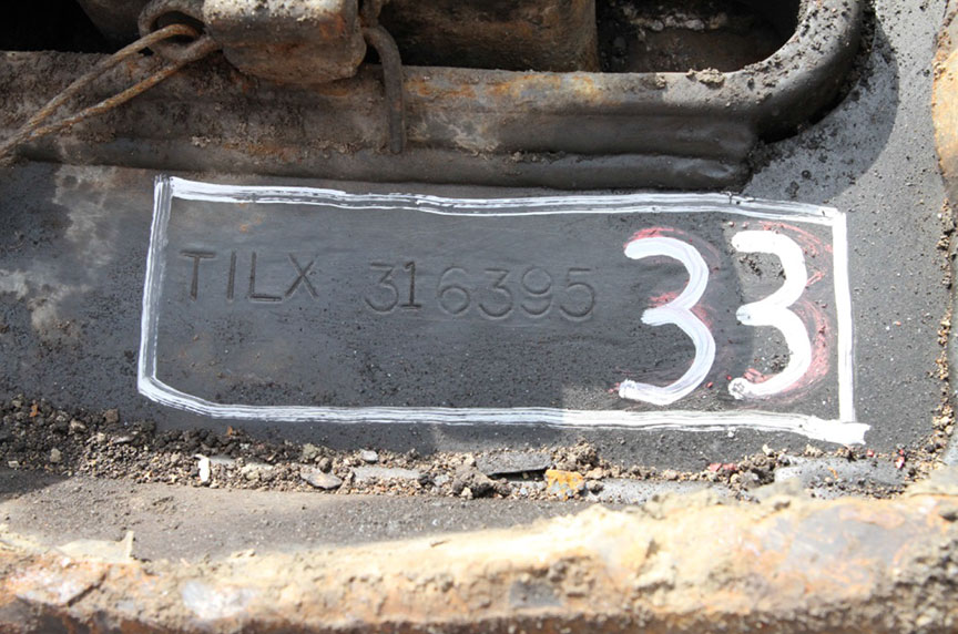 Image de marque estampée sur la longrine tronquée du wagon