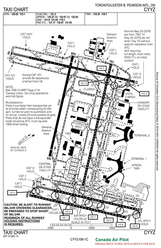 Carte de circulation à l'aéroport international Lester B. Pearson de Toronto