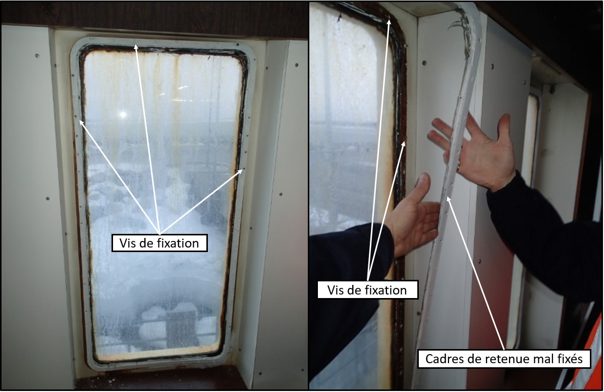 Cadres de fenêtre d’aluminium corrodés (Source : BST) 