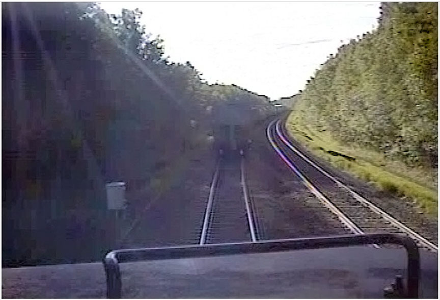 Figure 2. Image de la caméra orientée vers l'avant du train 112 juste avant la collision (Source : CN) 