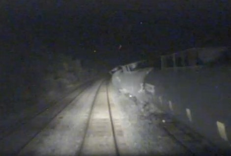 Wagons-citernes sur la voie KN-03 obstruant la voie principale sud au point milliaire 186,68 (Source : VIA Rail Canada inc.)