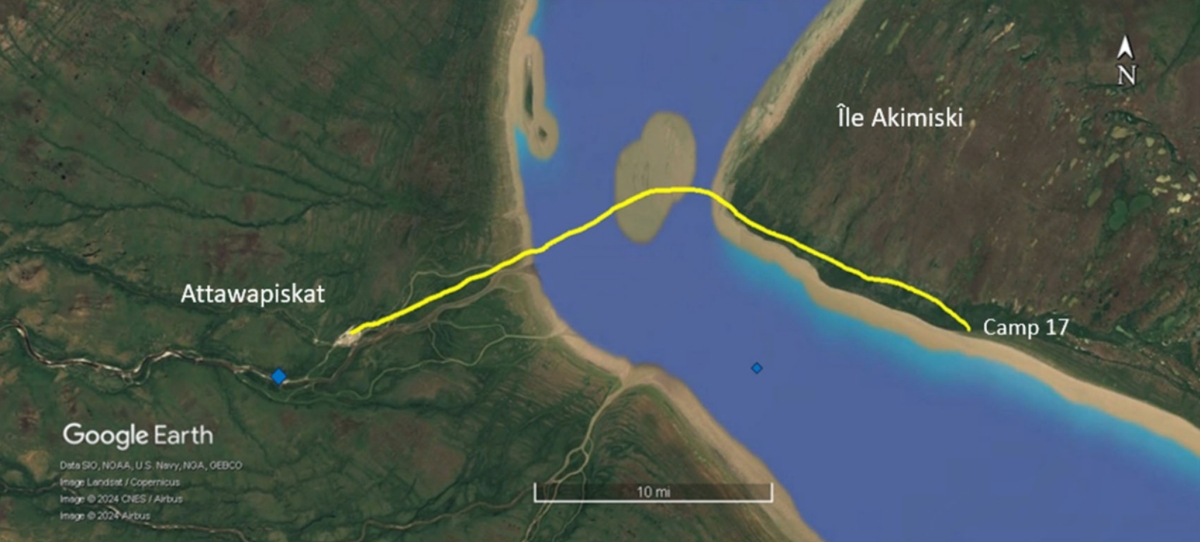 Figure 1. Trajectoire du vol à l’étude (Source : Google Earth, avec annotations du BST)