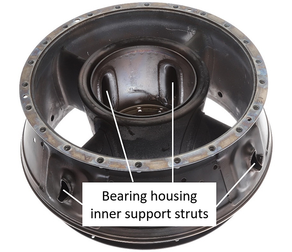 Figure 7. Exhaust diffuser showing the bearing housing inner support struts (Source: TSB)