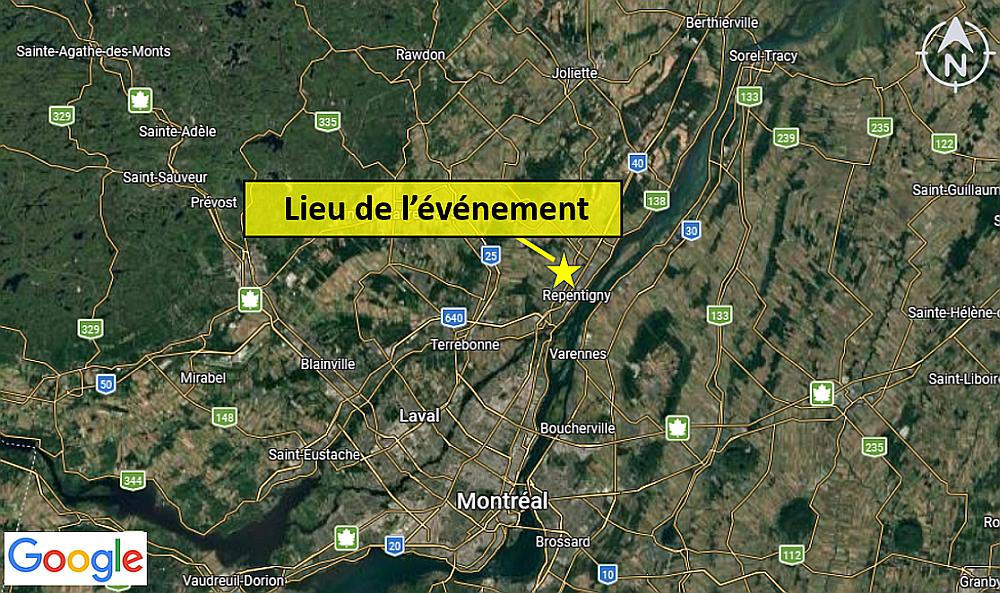 Figure 1. Lieu de l’événement (Source : Google Maps, avec annotations du BST) 
