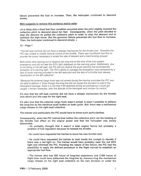 Commentaires du Bureau d'Enquêtes et d'Analyses pour la Sécurité de l'Aviation Civile